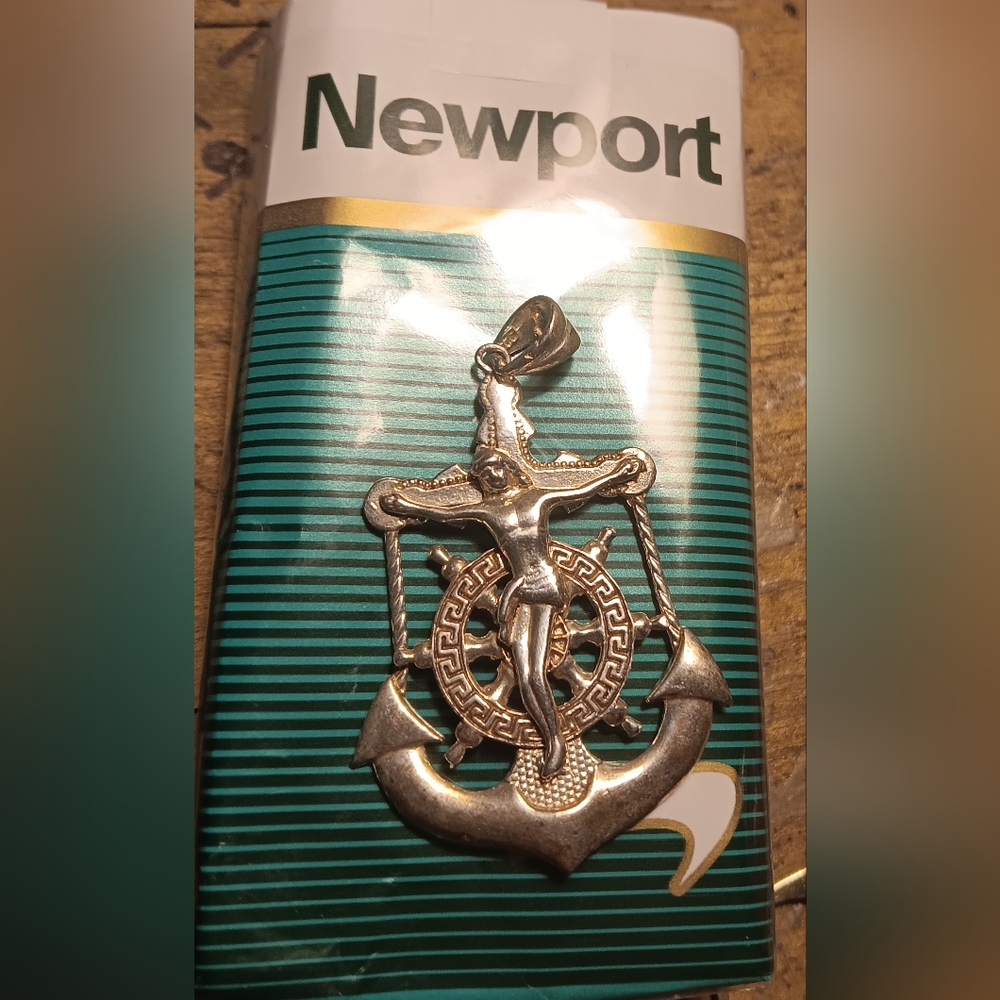 925 Cross With Jesus Ship Wheel And Ancor